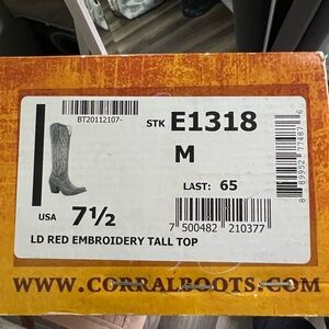 Corral Women's Embroidery Tall Top Snip Toe Western Leather Knee-High Boots